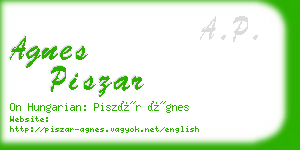 agnes piszar business card